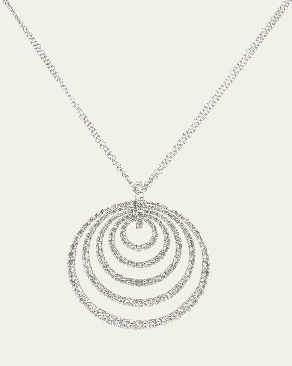 18K White Gold Spiral Diamond Pendant Necklace